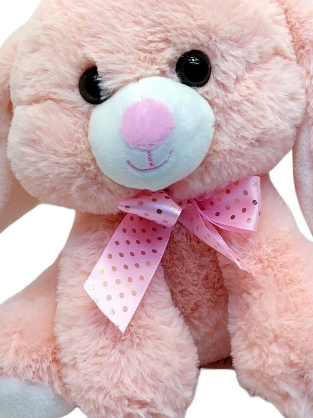Kellytoy Pink Bunny Rabbit Plush stuffed 9" pink polkadot bow ribbon Easter